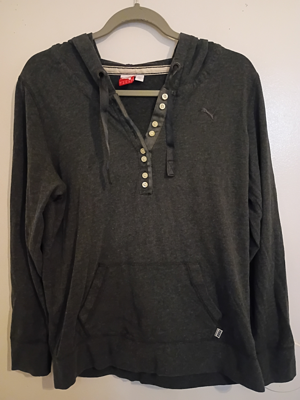 Puma Women's Charcoal Gray Hooded Kangaroo Pocket Sz M